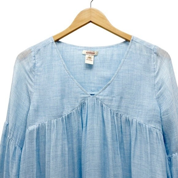 Sundance Waning Moon Balloon Sleeve Top Light Blue Lightweight Women’s Size XS - Picture 4 of 13